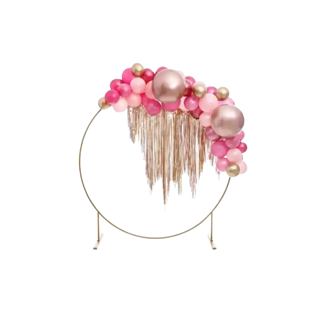 Rund lyserød guld metalballon ø60cm