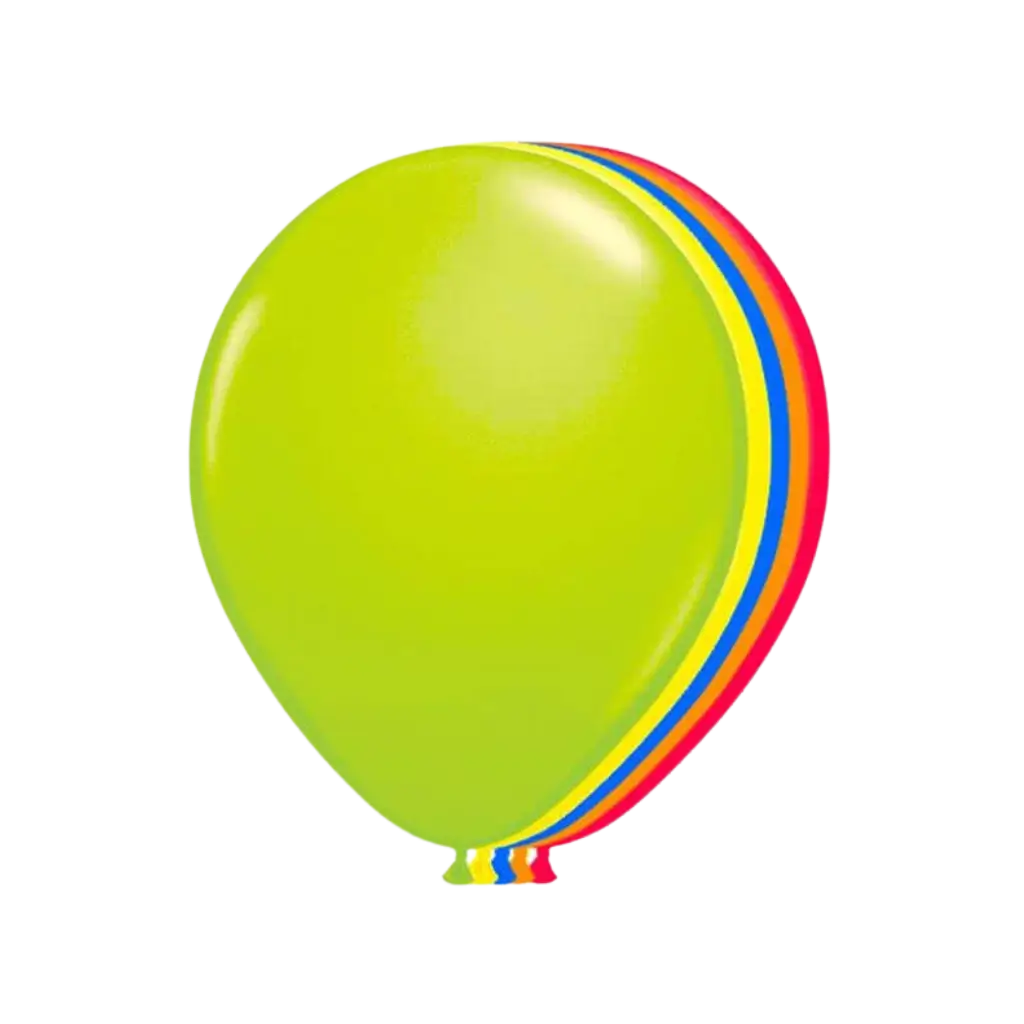 Pakke med 10 flerfarvede fluorescerende balloner