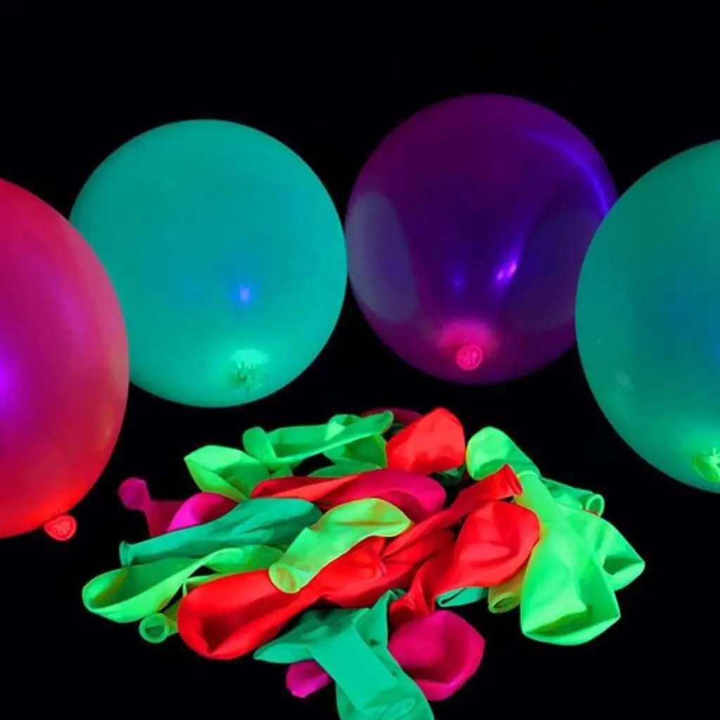 Pakke med 10 flerfarvede fluorescerende balloner