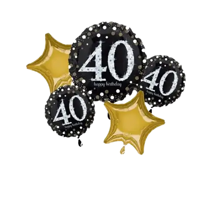 Buket med 5 fødselsdagsballoner 40 år