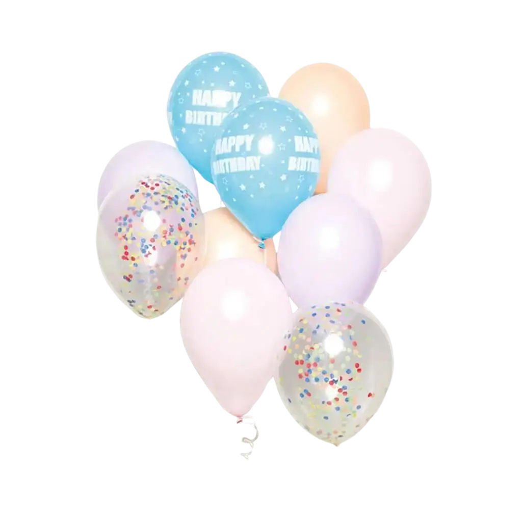10 blå Happy Birthday-balloner
