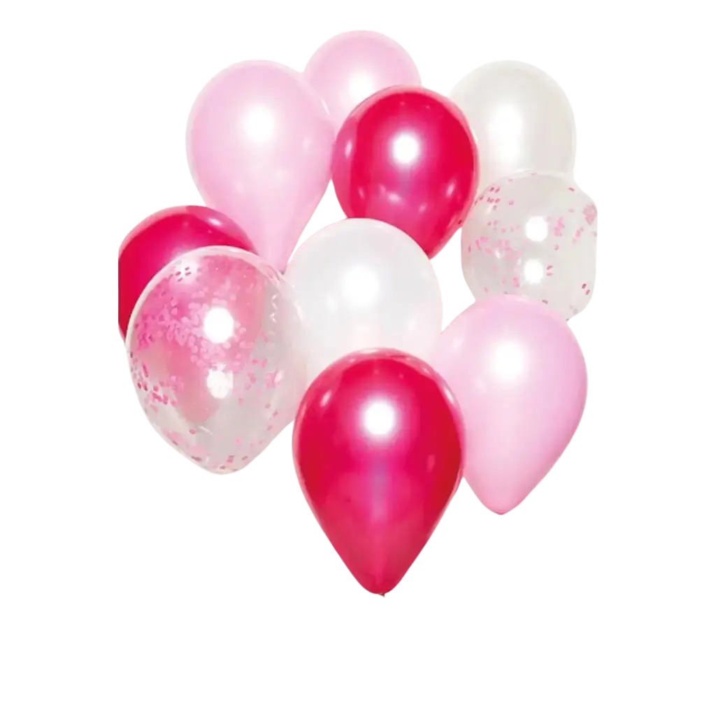 Buket med 10 balloner Pink tema