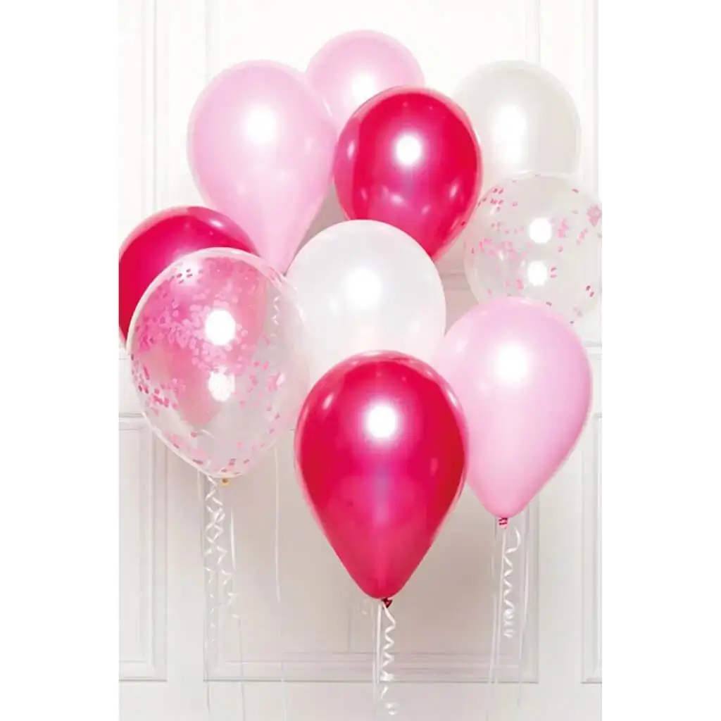 Buket med 10 balloner Pink tema
