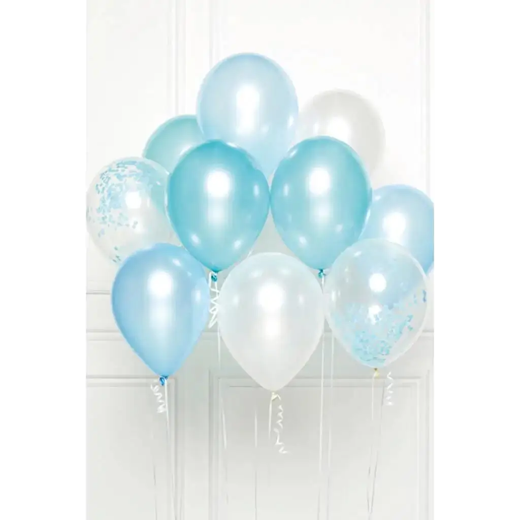 10 blå temaballoner med blå tema