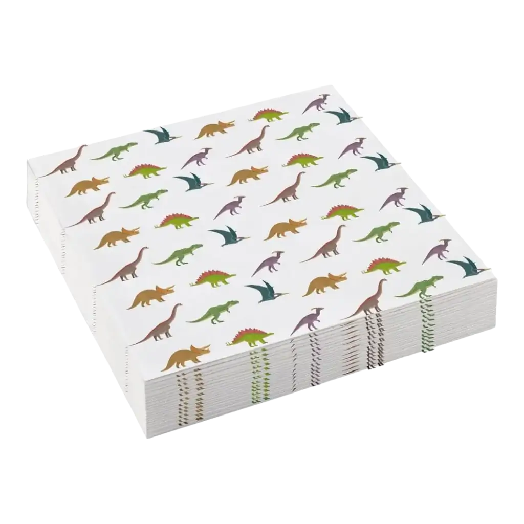 Happy Dinosaur papirhåndklæde (sæt med 20 stk.)