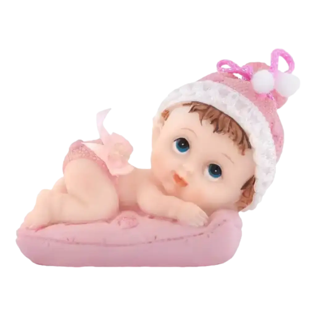 Baby pige på en lyserød pude