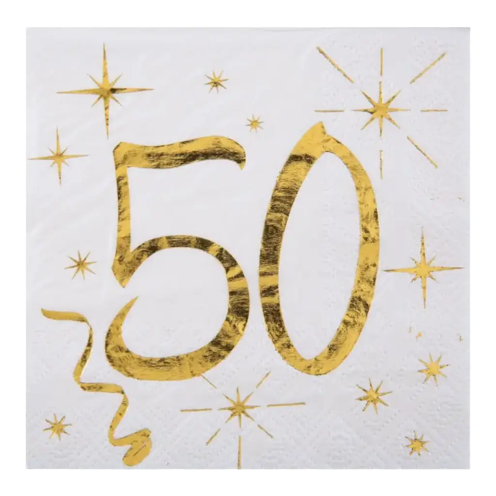 Hvid/gylden papirhåndklæde 50 år (sæt med 20)