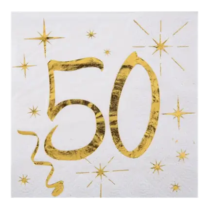 Hvid/gylden papirhåndklæde 50 år (sæt med 20)
