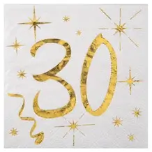 Papirhåndklæde hvid/guld 30 år (sæt med 20 stk.)