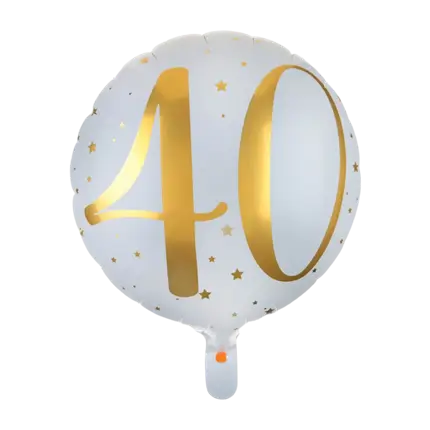 Ballon Hvid/Guld 40 år ø45cm