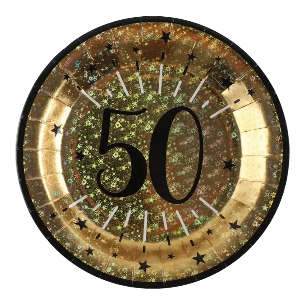 Guldpaptallerken 50 år (sæt med 10)