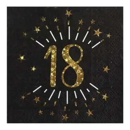 Papirhåndklæde 18 år Sort/Guld (sæt med 10 stk.)