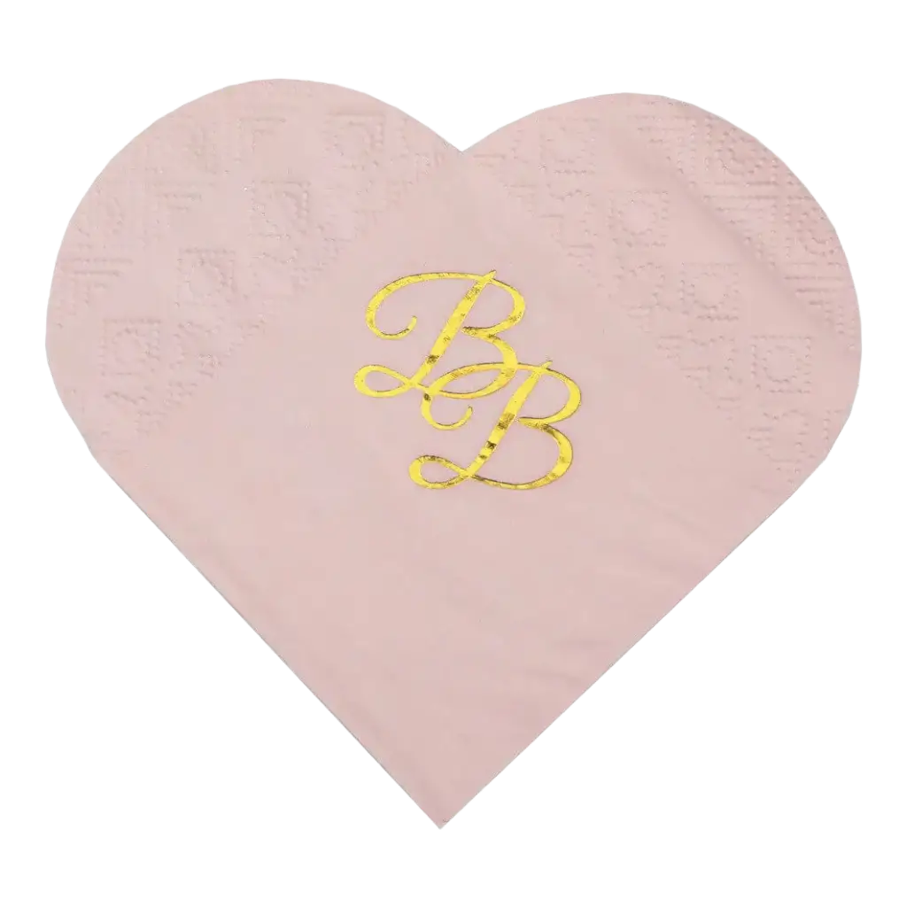 Håndklædehjerte Pink med BB guld (sæt med 10)