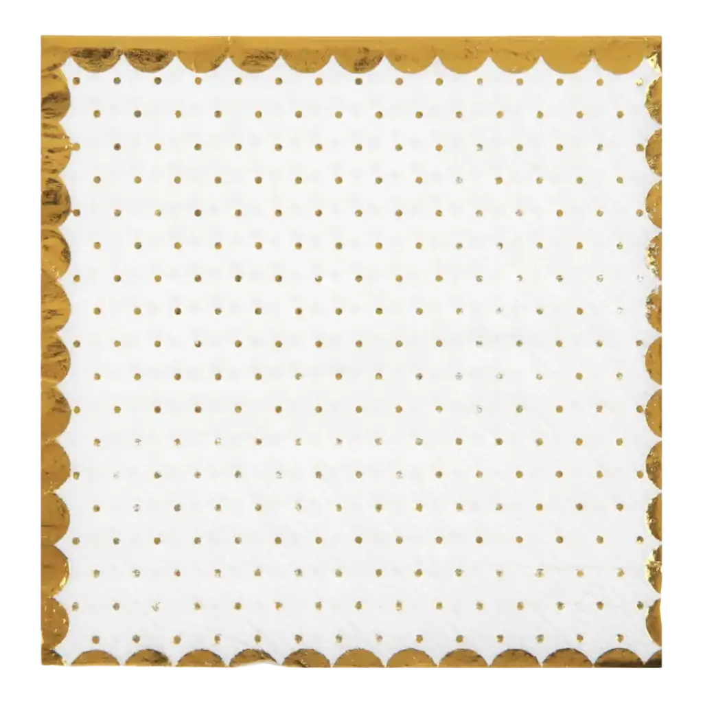 Hvidt håndklæde med prikker og guldforgyldning (sæt med 20)