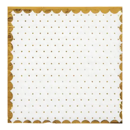 Hvidt håndklæde med prikker og guldforgyldning (sæt med 20)