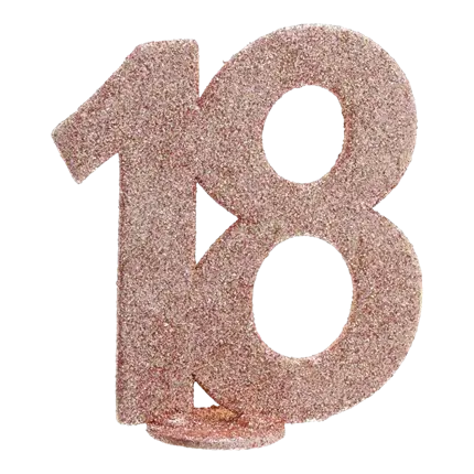 Borddekoration Chiffre 18 Glitter Rose Gold