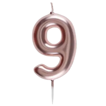 Fødselsdag stearinlys nummer 9 rosa guld
