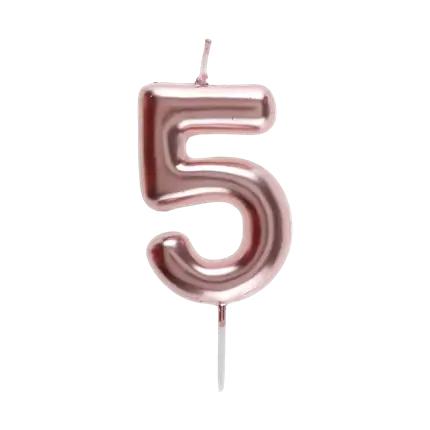Fødselsdag stearinlys nummer 5 rosa guld