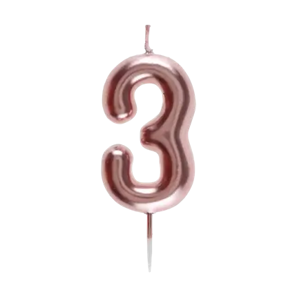 Fødselsdag lys nummer 3 Rose Gold