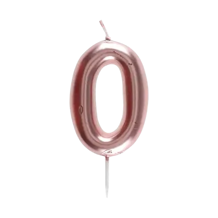 Fødselsdag stearinlys nummer 0 rosa guld
