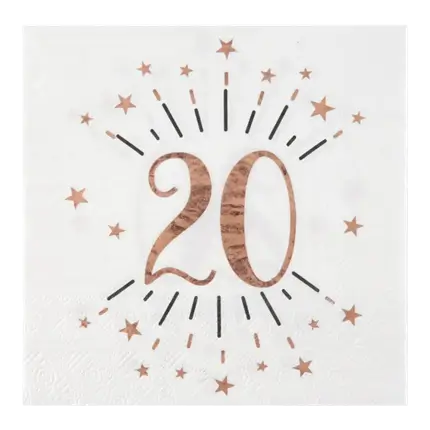 Papirhåndklæde 20 år Hvid/Guldrosa (sæt med 10 stk.)