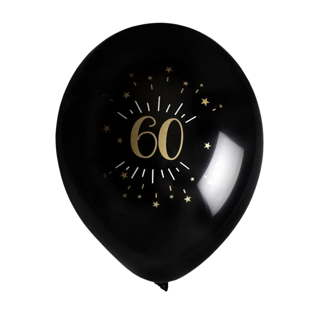 Ball 60 år Black Gold (sæt med 8)