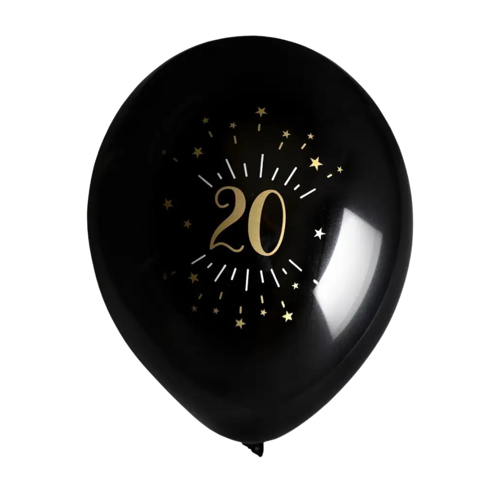 Ball 20 år Black Gold (sæt med 8)