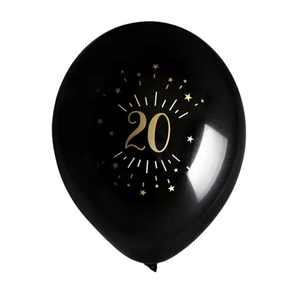 Ball 20 år Black Gold (sæt med 8)