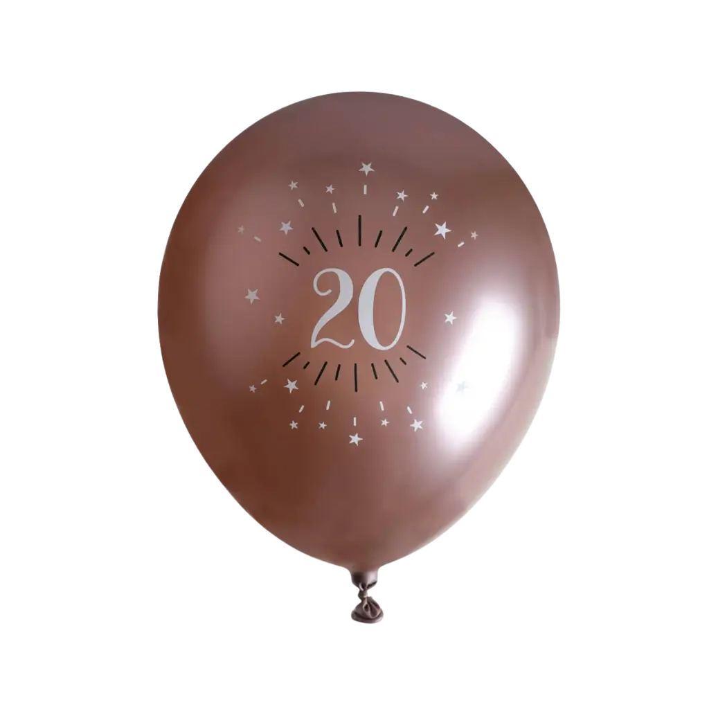 20 år gammel ballon Rose Gold ø 30cm (sæt af 6)