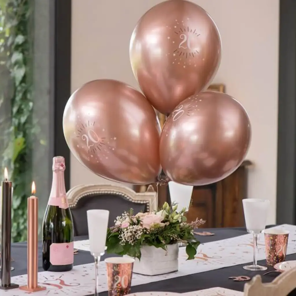 20 år gammel ballon Rose Gold ø 30cm (sæt af 6)