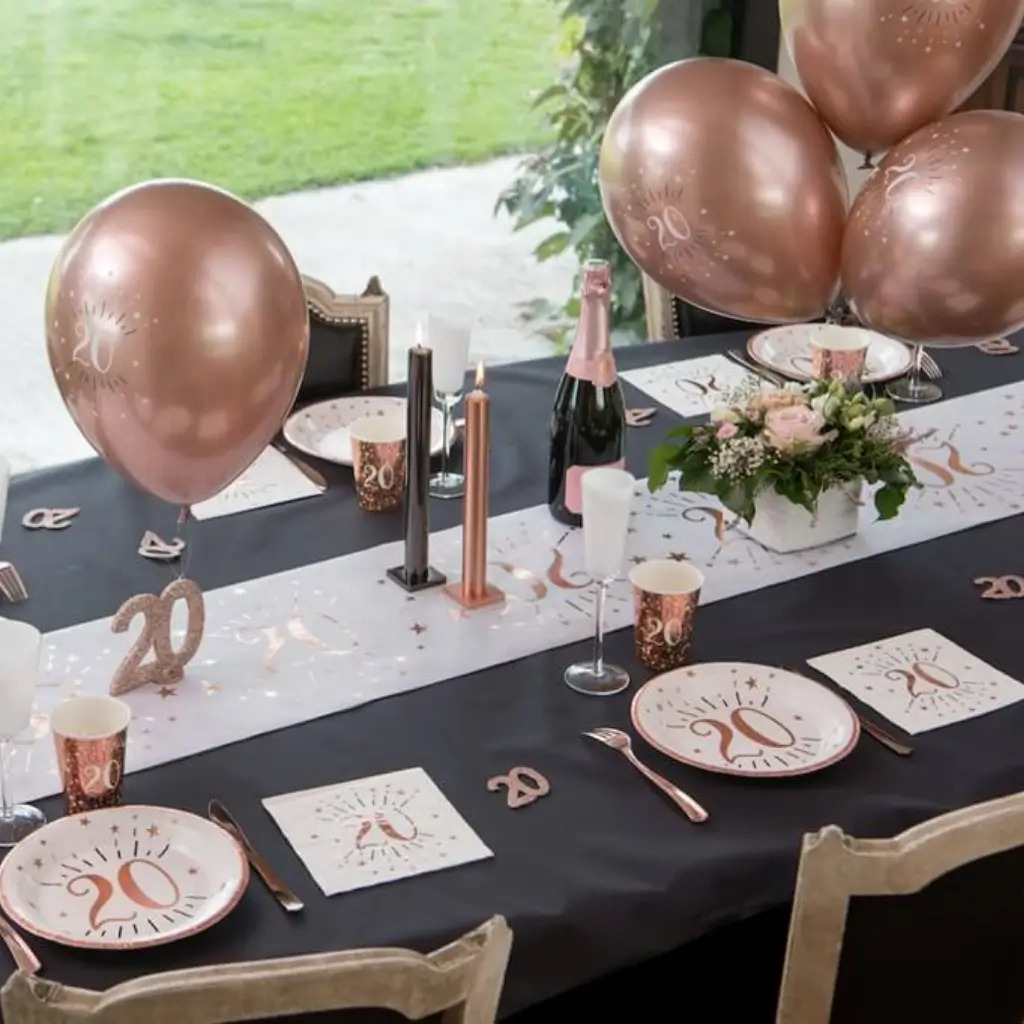 20 år gammel ballon Rose Gold ø 30cm (sæt af 6)