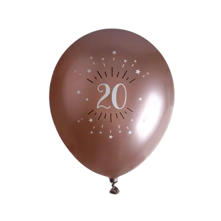 20 år gammel ballon Rose Gold ø 30cm (sæt af 6)