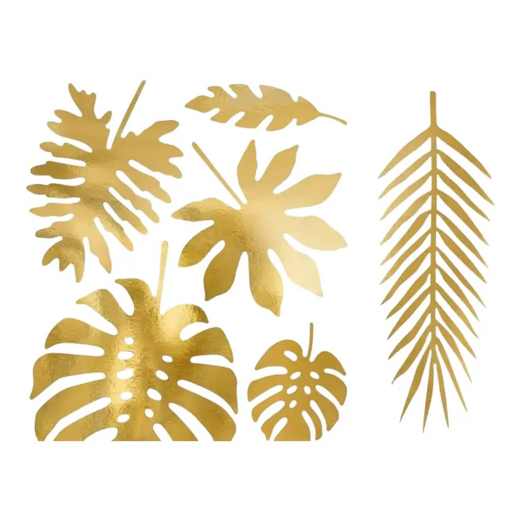 Dekoration Tropiske blade i guldpapir (21 stk.)