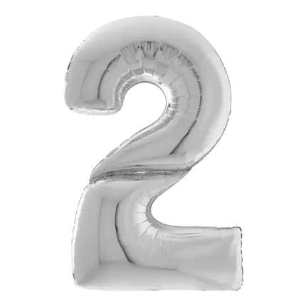 Kæmpe fødselsdagsballon nummer 2 sølv 163 cm