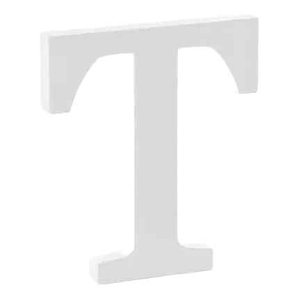 Bogstav T i hvidt træ