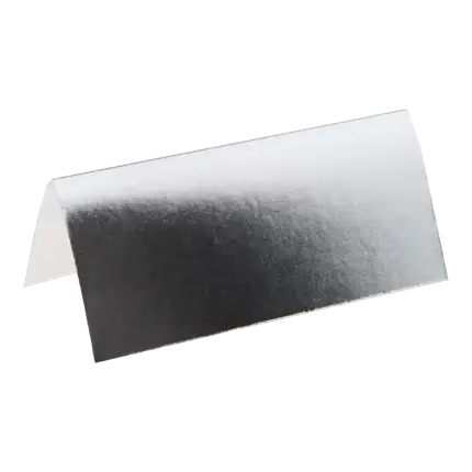 Rektangulært bordkort i sølvmetallic - Sæt med 10 stk.