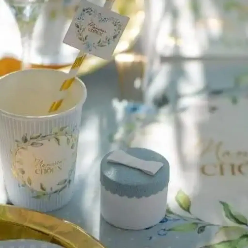 Rund lyserød æske - ø 5 x 5 cm - sæt med 4 stk.