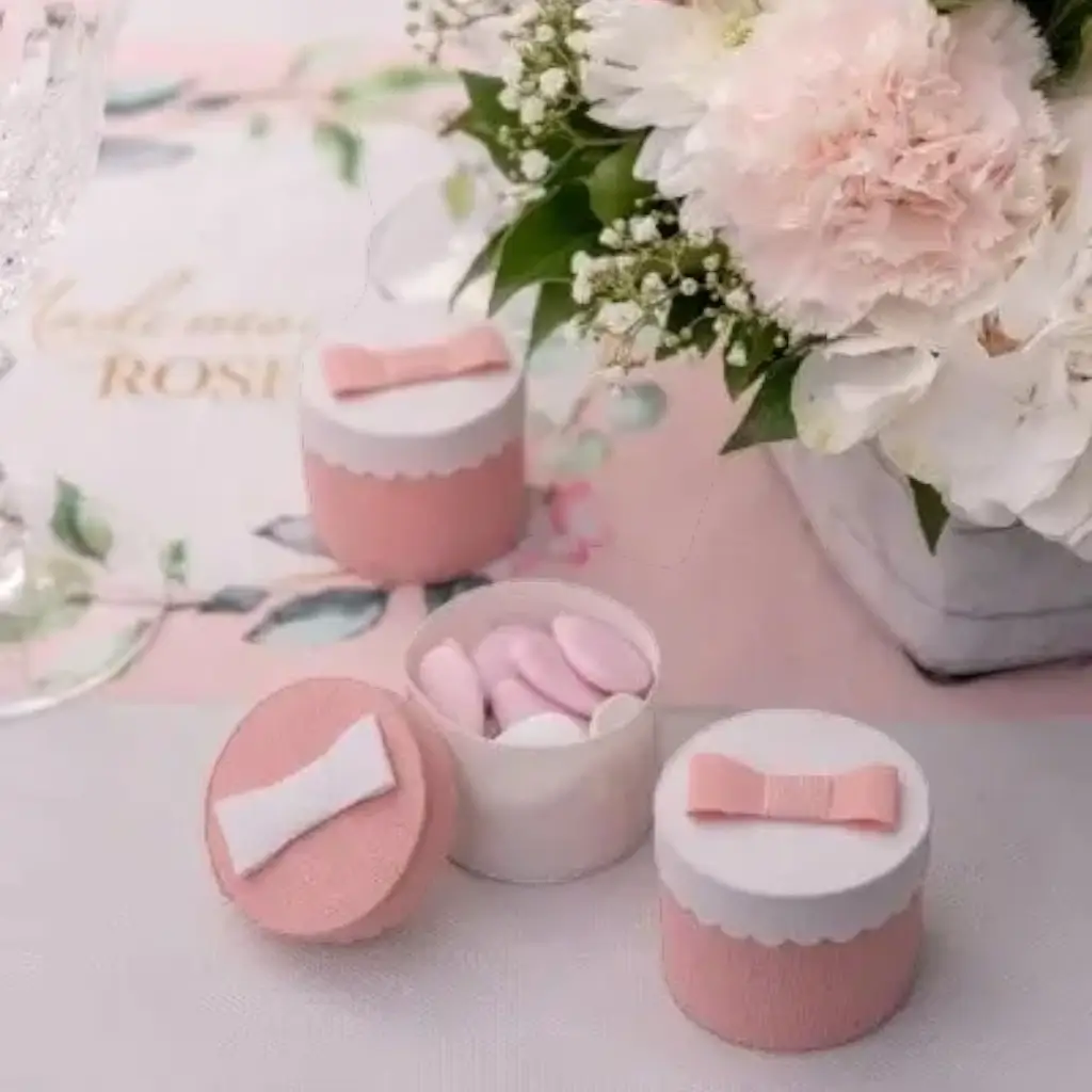 Rund juteæske - ø 5 x 5 cm - sæt med 4 stk.