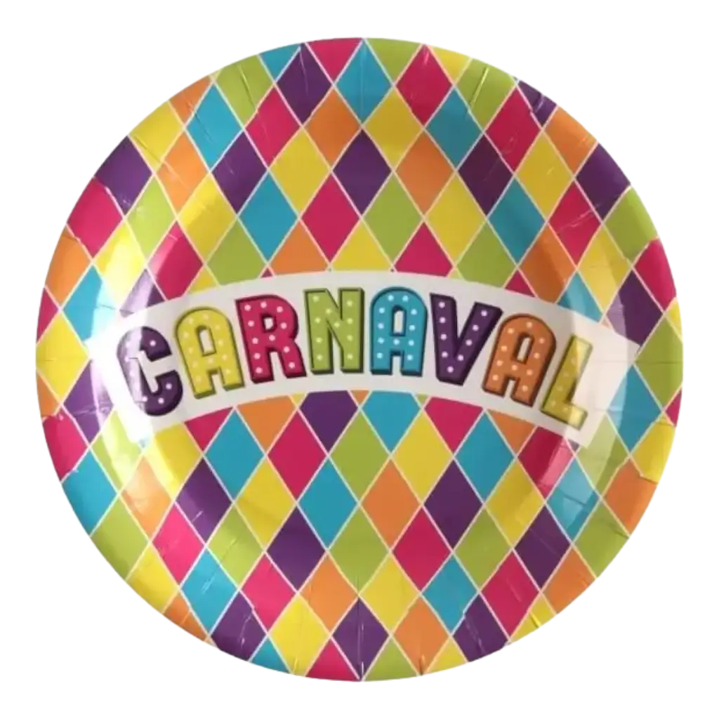 Paptallerken "Karneval" ø23cm - Sæt med 10 stk.