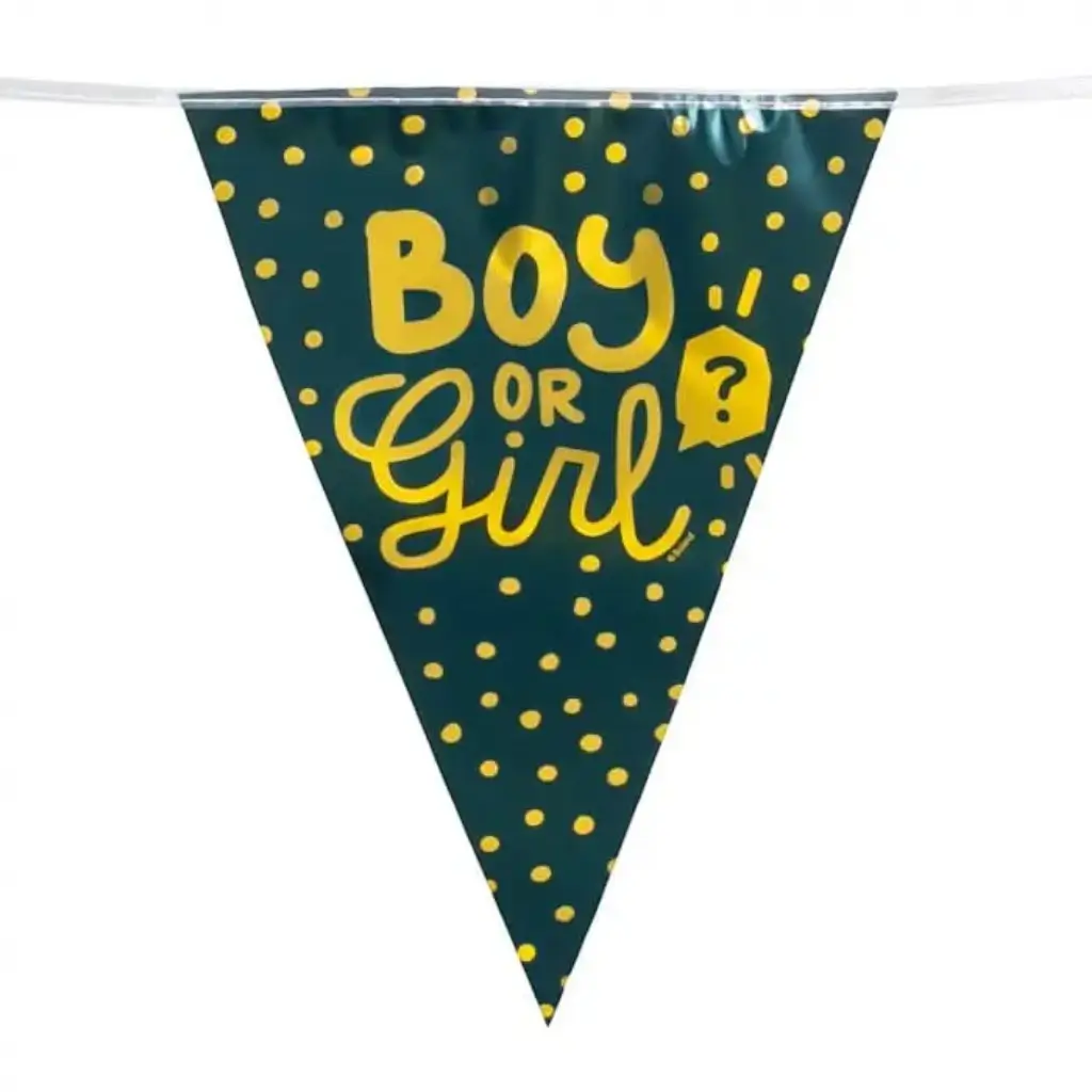 Sort og guld vimpelguirlande "Boy or Girl