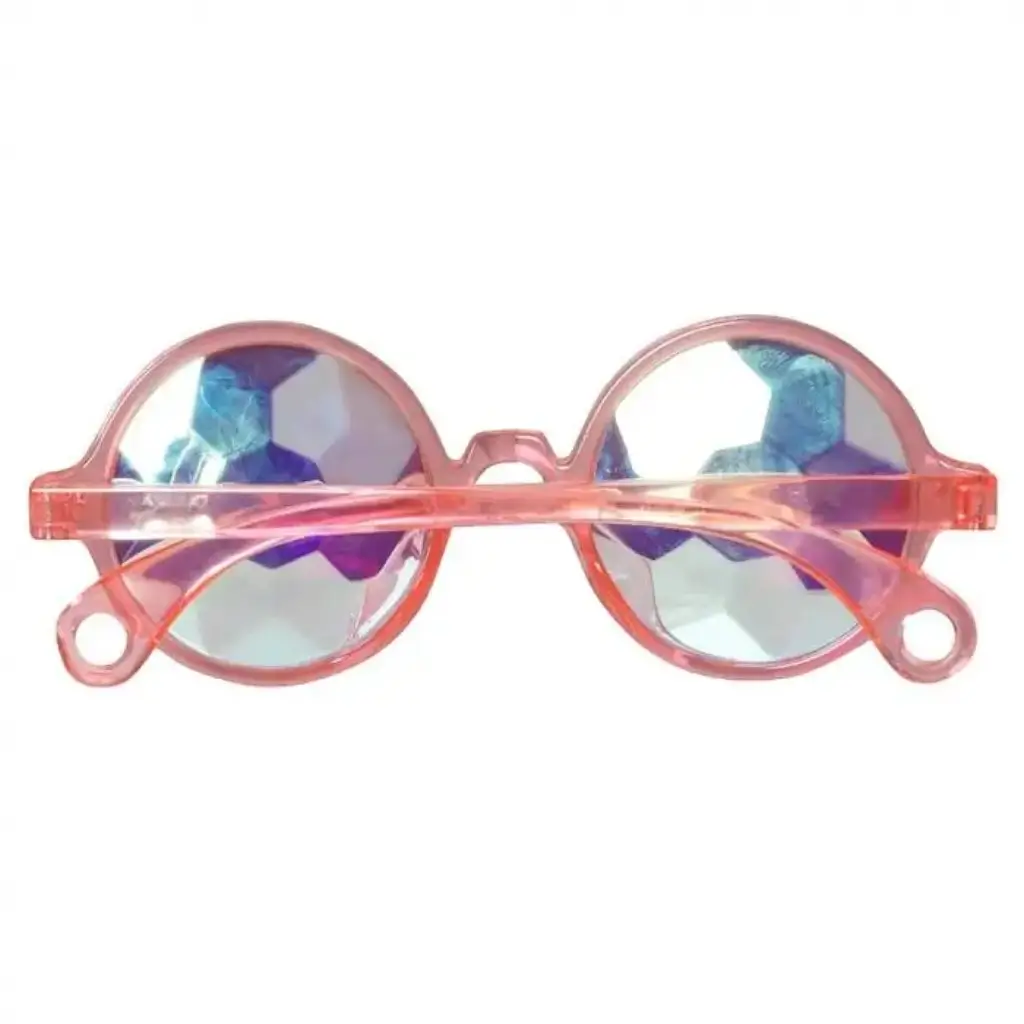 Runde lyserøde briller med holografiske linser