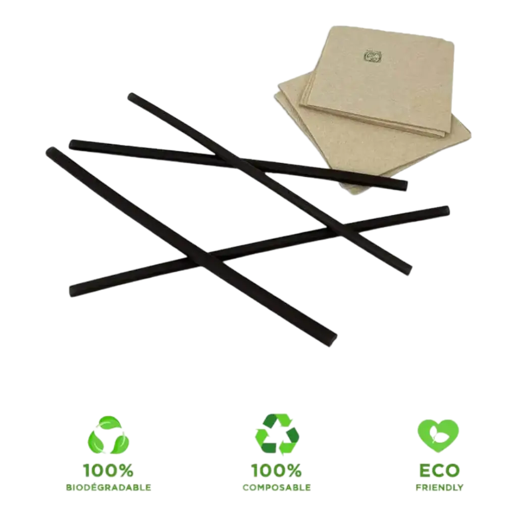 Sort rishalm 21,5cm ø 6mm (sæt med 100 sugerør)