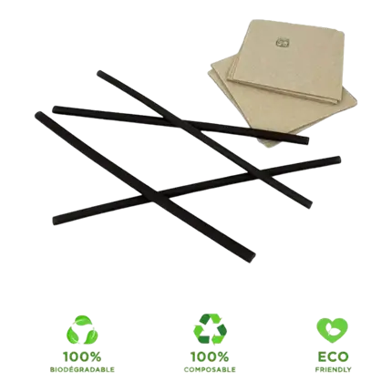 Sort rishalm 21,5cm ø 6mm (sæt med 100 sugerør)