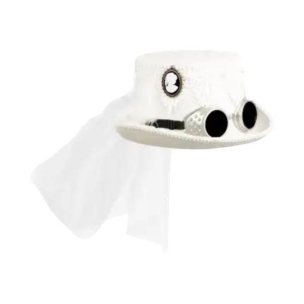 Hvid tophat med retrobriller og slør