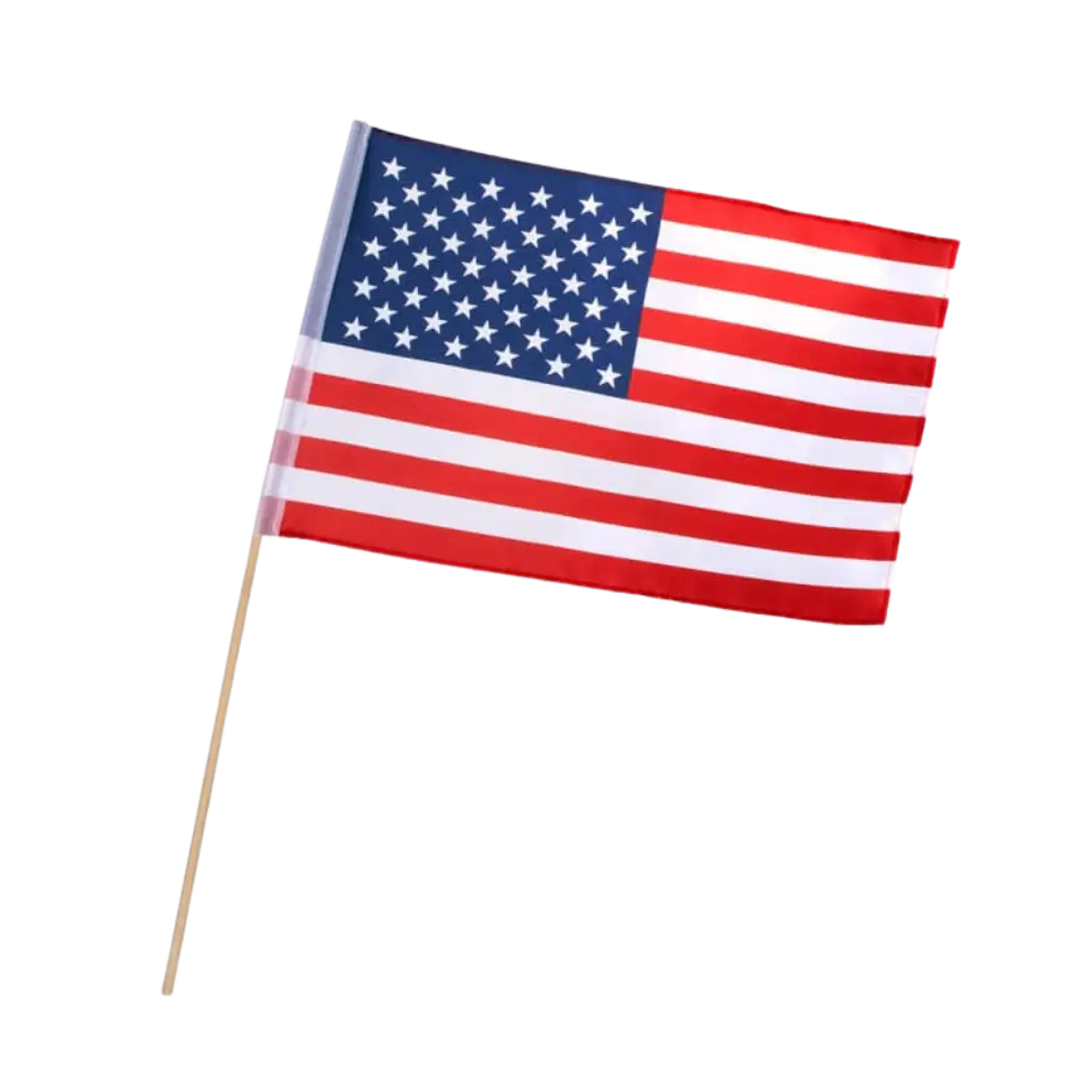Amerikansk flag med stav (30x45cm)