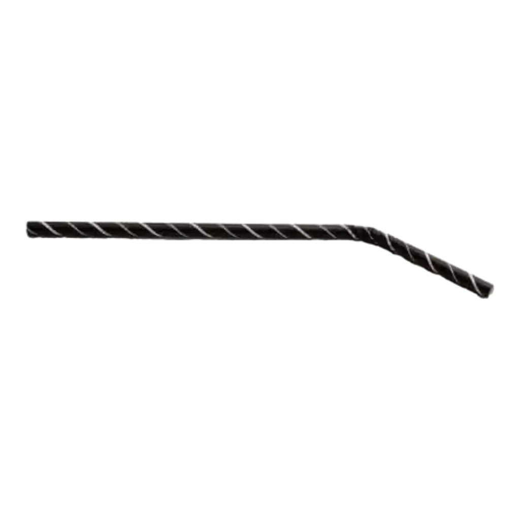 Fleksibelt strå sort med striber - 21cm /ø6mm (100 stk.)
