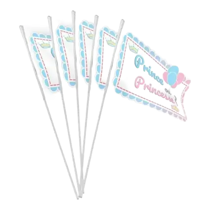 10 FLAGER MED STØV - PRINCE ELLER PRINSESS - 9,2x16cm