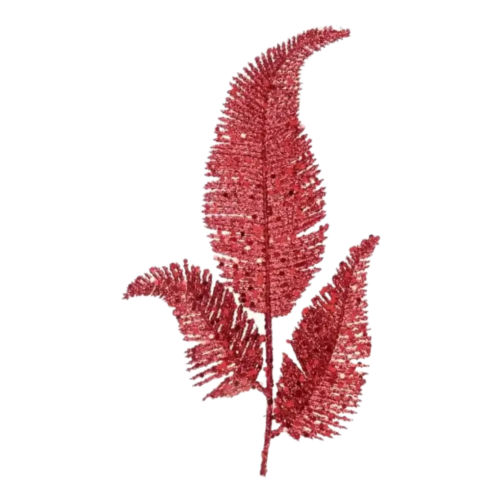 Palmblade på stilk - Dekoration - Rød - 18x25cm