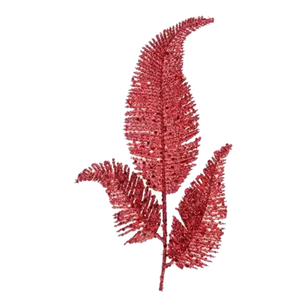 Palmblade på stilk - Dekoration - Rød - 18x25cm