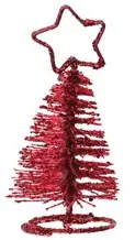 Glittermærke med gran træ rødt metal - 3,8 x 10,5 cm